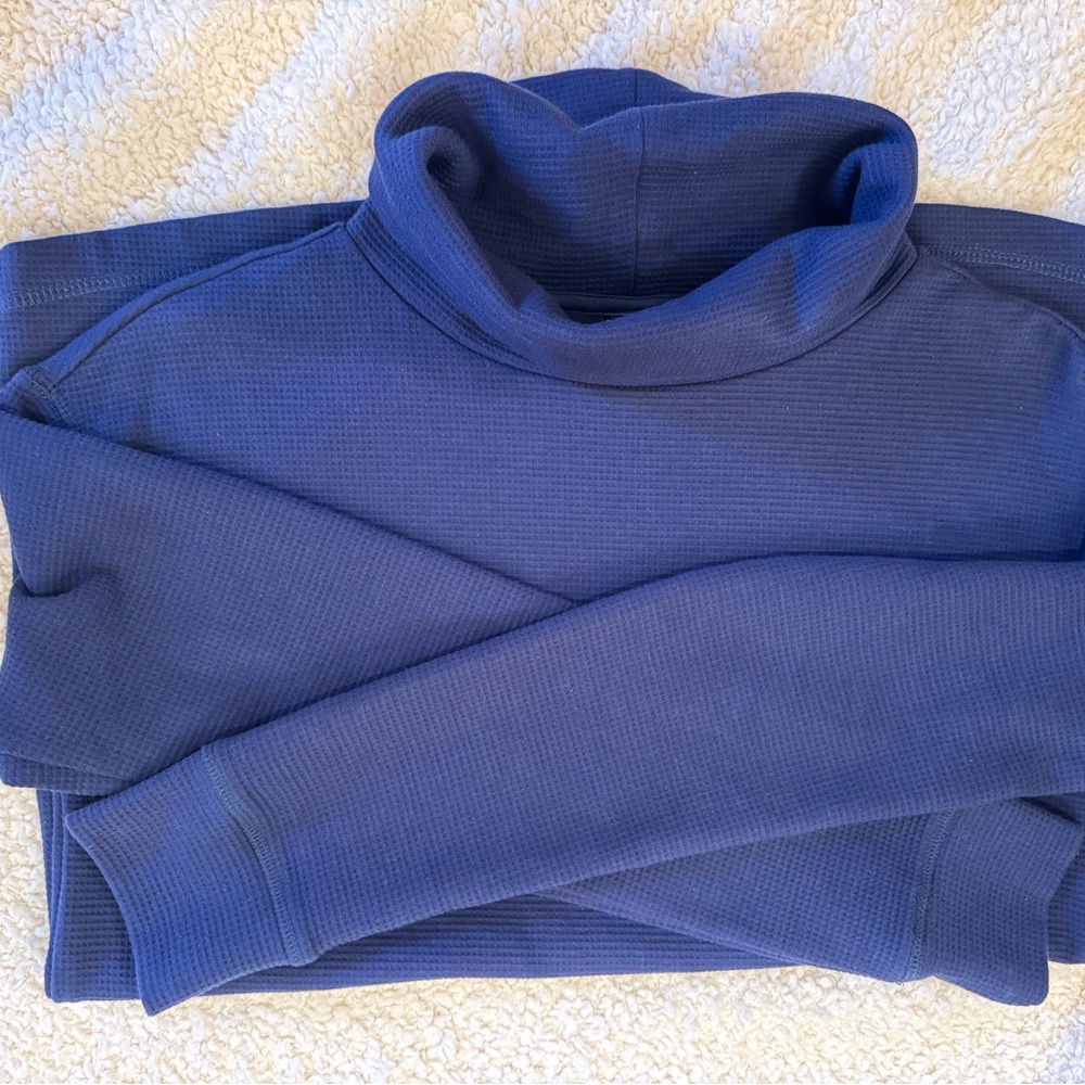 NWOT Lands' End Blue Waffle-Knit Turtleneck Sweater